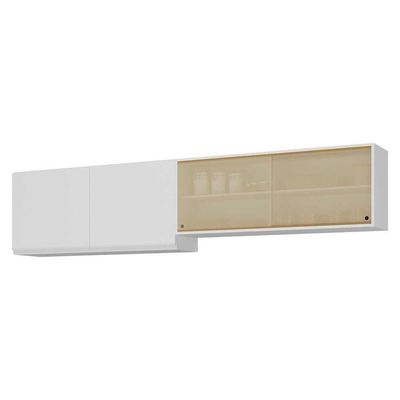 Kit 2 Armários De Cozinha Aéreos 4 Portas Veneza Multimóveis Mp2150 Branco Branco