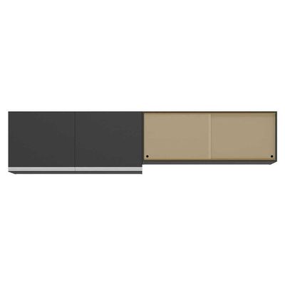 Kit 2 Armários De Cozinha Aéreos 4 Portas Veneza Multimóveis Mp2150 Preto/branco Preto/branco