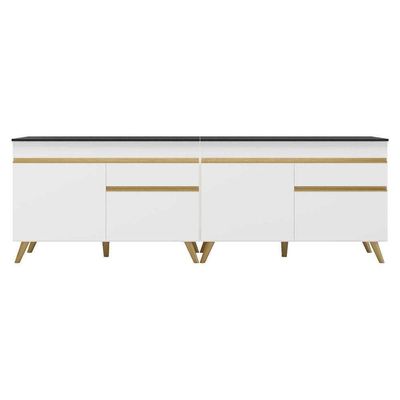 Kit Armário De Cozinha Gabinete Pia 120cm Veneza Multimóveis Mp2159 Branco/dourado Branco/dourado