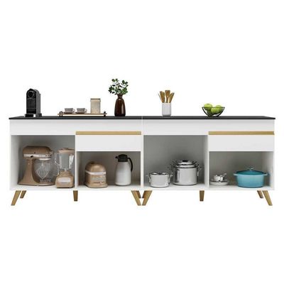 Kit Armário De Cozinha Gabinete Pia 120cm Veneza Multimóveis Mp2159 Branco/dourado Branco/dourado