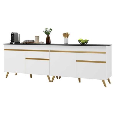 Kit Armário De Cozinha Gabinete Pia 120cm Veneza Multimóveis Mp2159 Branco/dourado Branco/dourado