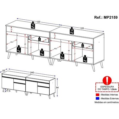 Kit Armário De Cozinha Gabinete Pia 120cm Veneza Multimóveis Mp2159 Branco/dourado Branco/dourado