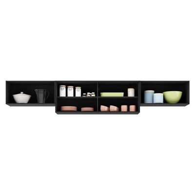 Kit 3 Armários De Cozinha Aéreos 4 Portas Veneza Multimóveis Mp2152 Preto/branco Preto/branco