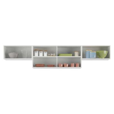 Kit 3 Armários De Cozinha Aéreos 4 Portas Veneza Multimóveis Mp2151 Branco/preto Branco/preto