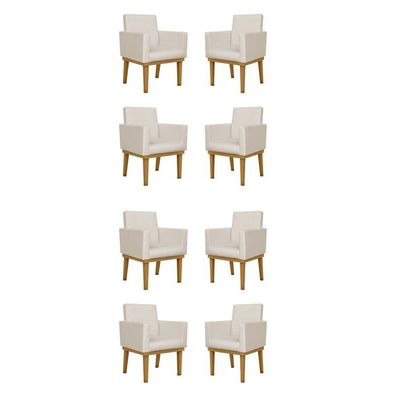 Kit 08 Cadeiras Courino Cor bege