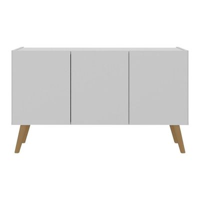 Rack Retrô Para Tv Até 32 Polegadas Com 3 Portas Multimóveis Mp1067 Branco/natural Branco/natural