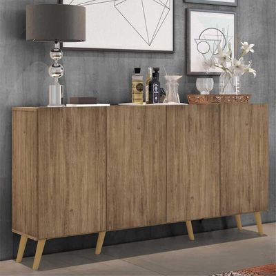 Aparador Buffet 4 Portas C/ Pés Retrô Rustic/Natural
