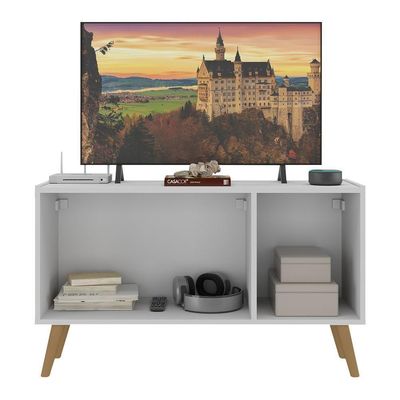 Rack Retrô Para Tv Até 32 Polegadas Com 3 Portas Multimóveis Mp1067 Branco/natural Branco/natural