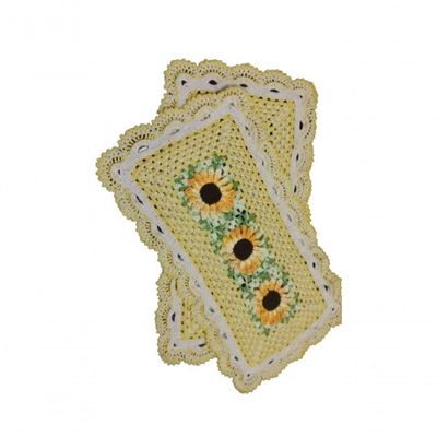 Tapete De Crochê Girassol Artesanal Amarelo