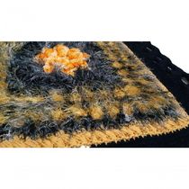 Tapete De Crochê Luxo Amarelo E Preto Artesanal