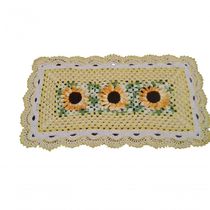 Tapete De Crochê Girassol Artesanal Amarelo