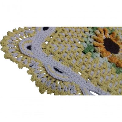 Tapete De Crochê Girassol Artesanal Amarelo