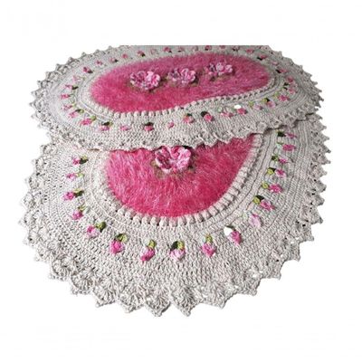 Tapete De Luxo Crochê Artesanal Branco Com Flor
