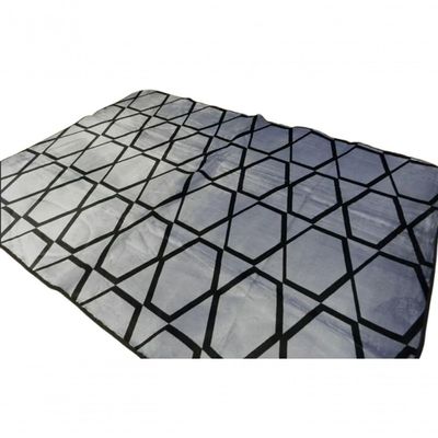 Tapete Flannel Sala Quarto Luxo Macio 2,00X1,40 Prata Preto