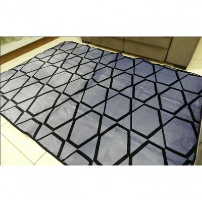 Tapete Flannel Sala Quarto Luxo Macio 2,00X1,40 Prata Preto
