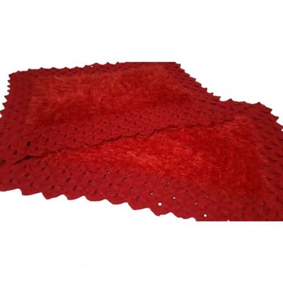 Tapete De Crochê Luxo Vermelho Artesanal