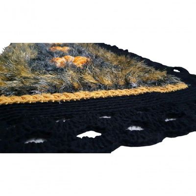 Tapete De Crochê Luxo Amarelo E Preto Artesanal