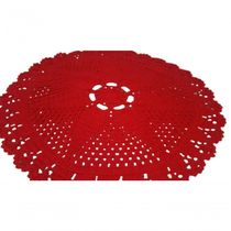 Tapete De Crochê Redondo Vermelho Artesanal