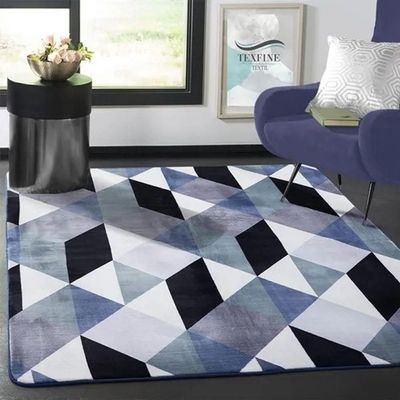 Tapete Flannel 2,00X1,40 Chevron Preto Branco