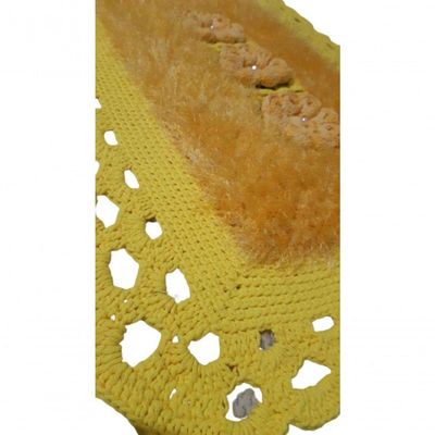 Tapete De Crochê Luxo Amarelo E Dourado Artesanal