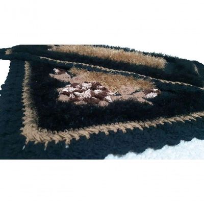 Tapete De Crochê Luxo Preto E Marrom Artesanal