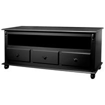 16998536738846 Rack Tv 3 Gavetas Nicho e Tampo de Madeira 501 Laca Preta