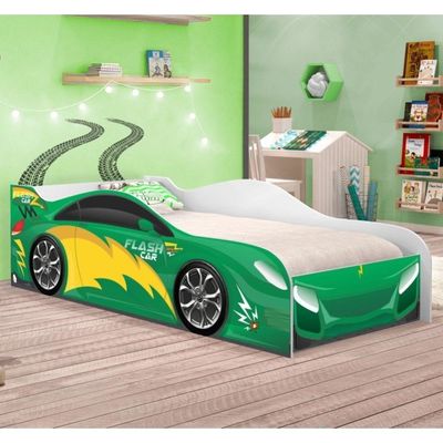 Mini Cama Run Car Verde Com Colchão