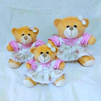 Ursa Pelúcia Jardineiras Rosa 3 Un