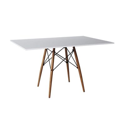 Mesa Eiffel Design Charles Eames Retangular Branca 120x75cm Base Madeira - Cor: Branco