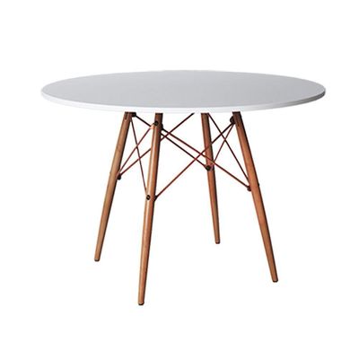 Conjunto De Mesa Eiffel Redondo Tampo De Madeira 110Cm Branco Com 4 Cadeiras Cobre - Branco