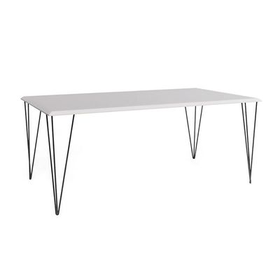 Conjunto De Mesa Elen Retangular Tampo De Madeira 140X80Cm Branco Com 4 Cadeiras Katrina Cobre