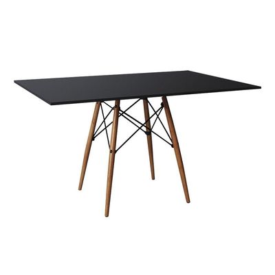 Jogo De Mesa Eiffel Retangular Tampo De Madeira 120X75Cm Preto Com 4 Cadeiras Katrina Amarela