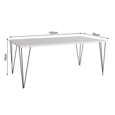 Jogo De Mesa Elen Retangular Tampo De Madeira 150X90Cm Branco Com 4 Cadeiras Katrina Pretoo B