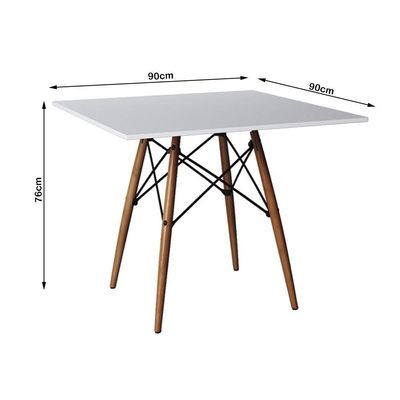 Jogo De Mesa Eiffel Quadrado Tampo De Madeira 90Cm Branco Com 4 Cadeiras Katrina Off Whiteo B