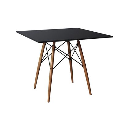 Jogo De Mesa Eiffel Quadrado Tampo De Madeira 90Cm Preto Com 4 Cadeiras Katrina Off Whiteo Be