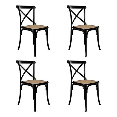 Jogo De Mesa Elen Retangular Tampo De Madeira 140X80Cm Preto Com 4 Cadeiras Katrina Pretoo Be