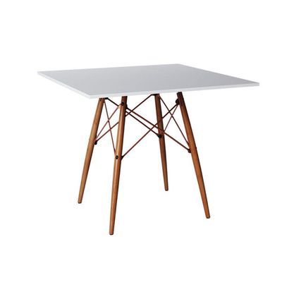 Jogo De Mesa Eiffel Quadrado Tampo De Madeira 90Cm Branco Com 4 Cadeiras Katrina Cobre - Cor: Marrom