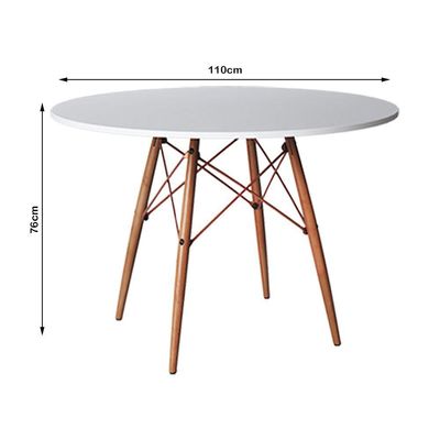 Jogo De Mesa Eiffel Redondo Tampo De Madeira 110Cm Branco Com 4 Cadeiras Katrina Cobre - Cor: Branco