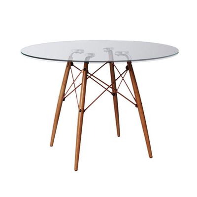 Conjunto De Mesa Eiffel Redondo Tampo De Madeira 90Cm Branco Com 4 Cadeiras Cobreo Corano Beg