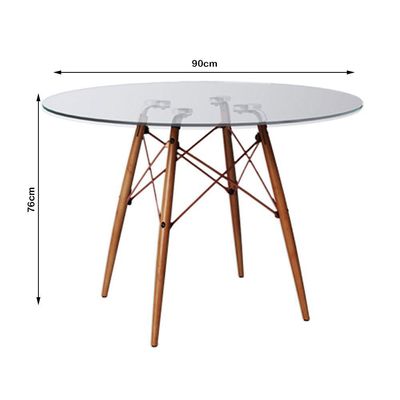 Conjunto De Mesa Eiffel Redondo Tampo De Madeira 90Cm Branco Com 4 Cadeiras Cobreo Corano Beg