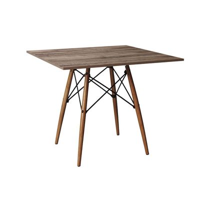 Conjunto De Mesa Eiffel Quadrado Tampo De Madeira 90Cm Amêndoa Com 4 Cadeiras Katrina Brancao