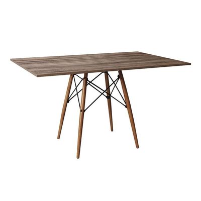 Conjunto De Mesa Eiffel Retangular Tampo De Madeira 120X75Cm Amêndoa Com 4 Cadeiras Katrina Amarela