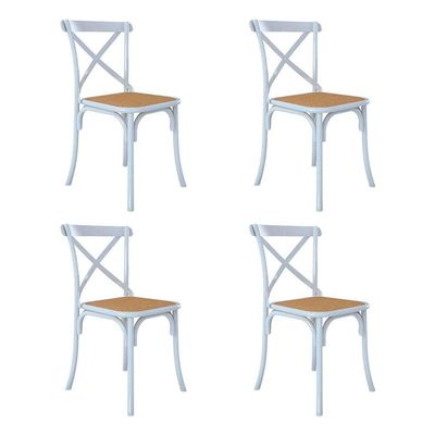 Conjunto De Mesa Eiffel Retangular Tampo De Madeira 120X75Cm Preto Com 4 Cadeiras Katrina Branca