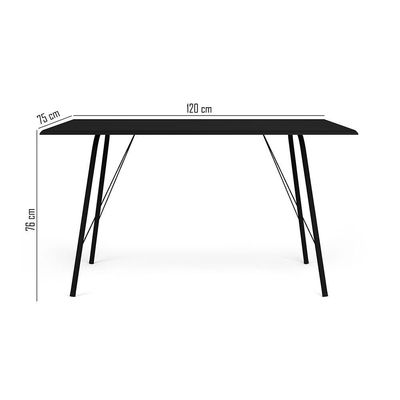 Mesa Jantar 120Cm Tampo Preto Com 4 Cadeiras Angra Pretas