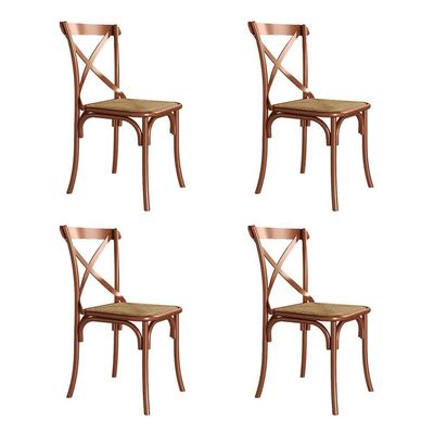 Jogo De Mesa Eiffel Tampo Madeira Branco 4 Cadeiras Marrom