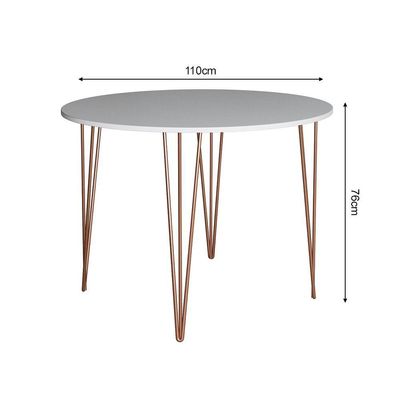 Mesa Com 4 Cadeiras Branca Base Cobre
