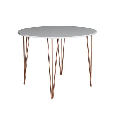Mesa Com 4 Cadeiras Branca Base Cobre