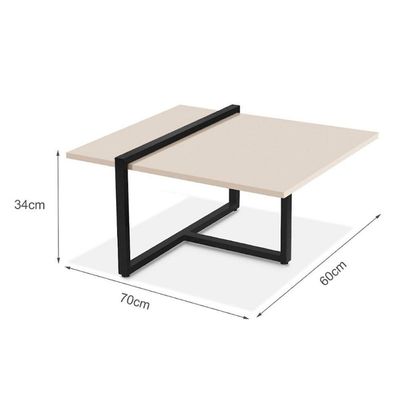 Mesa Centro Estilo Industrial Berlin Decorativa Moderna Klm Móveis Off White/preto