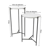 Mesa Lateral Redonda Áquila Preta Tampo Branco - Cor: Branco