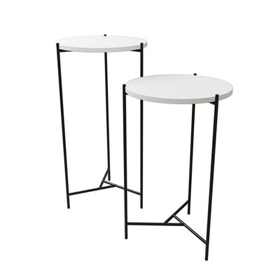 Mesa Lateral Redonda Áquila Preta Tampo Branco - Cor: Branco